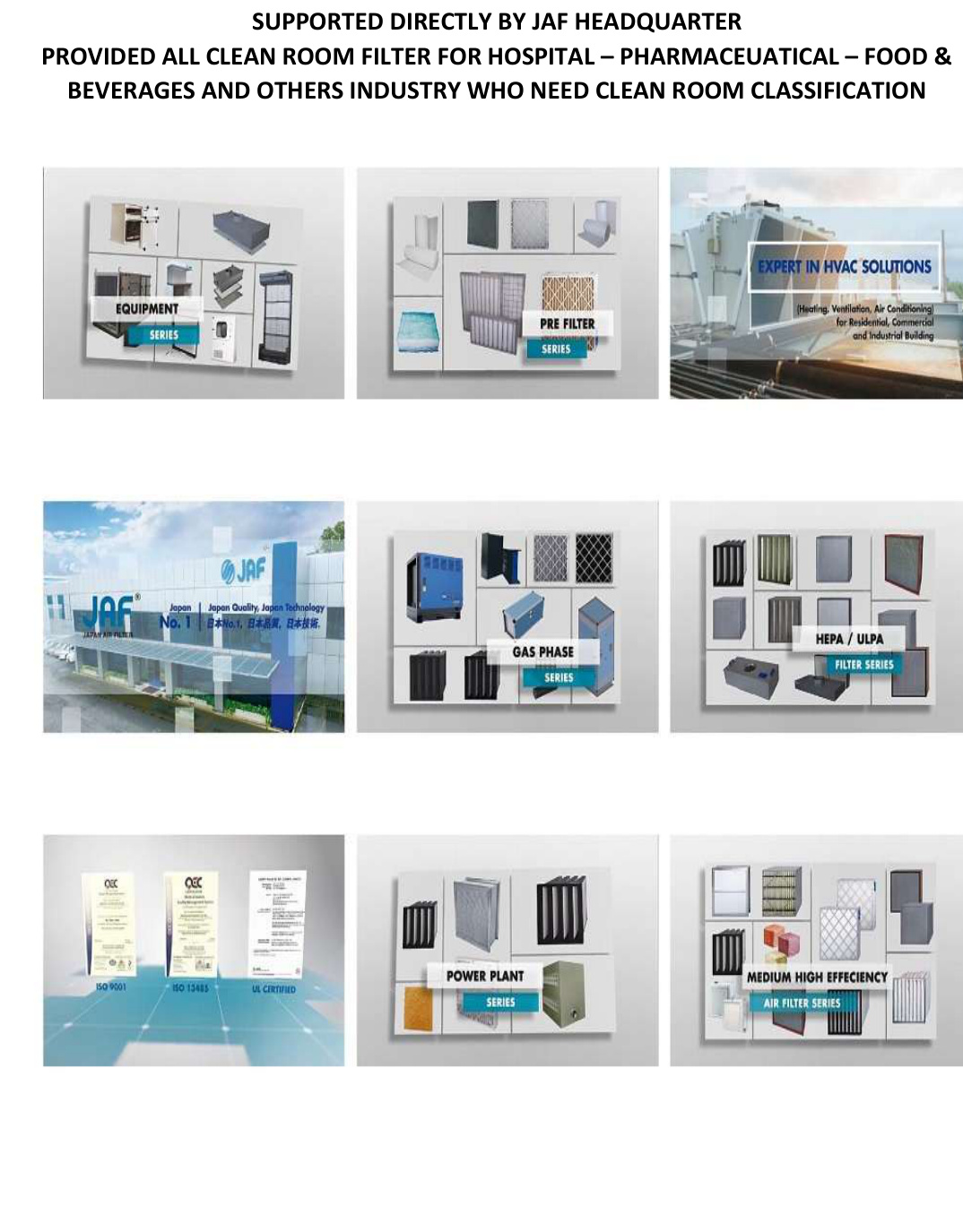 Japan Air Filter (JAF) Brosur Resmi Keagenan CV SKT