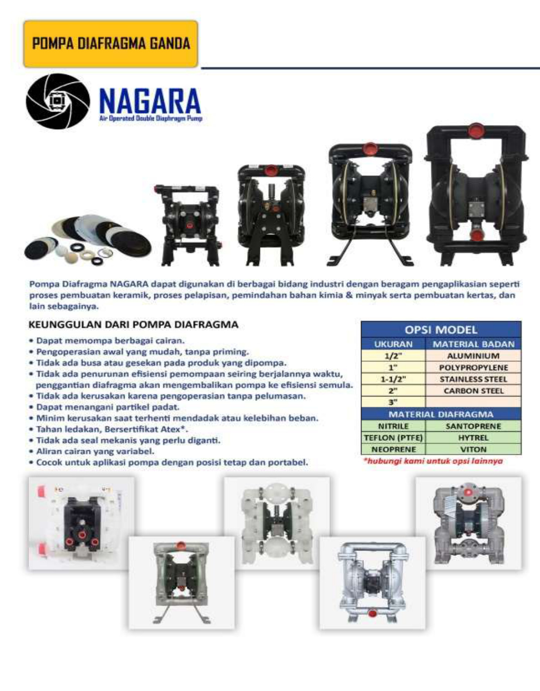 Pompa Diafragma Ganda NAGARA AODD Pump CV SKT Semarang